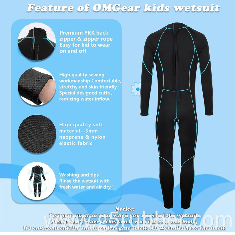 Youth Wetsuit 3mm Full Suit Neoprene Swimming Suit Long Sleeve Diving Suit
